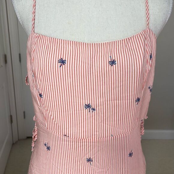 NWT Free People Garden Grove Pink and White Striped Palm Tree Print Slip Dress - Picture 9 of 12